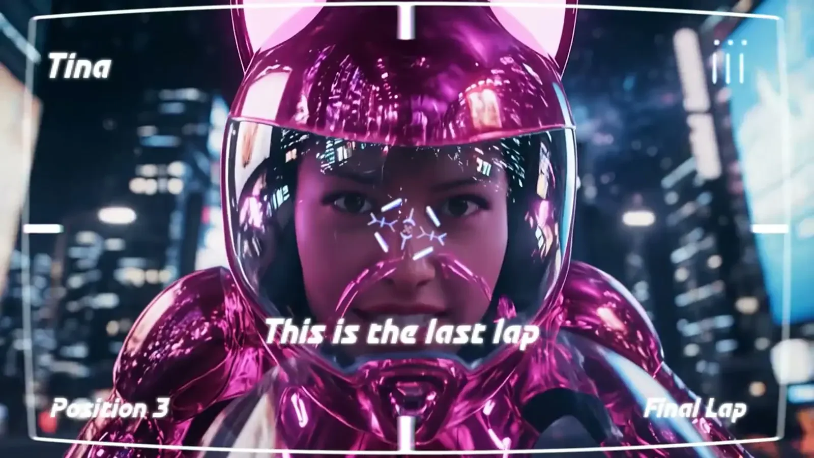 A racer wearing a pink helmet in Blackhawk Network’s WhatsApp gifting campaign.