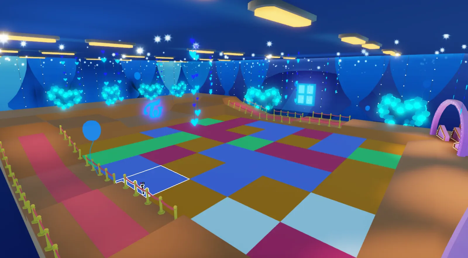 A colourful quiz-game floor inside TWICE Square.