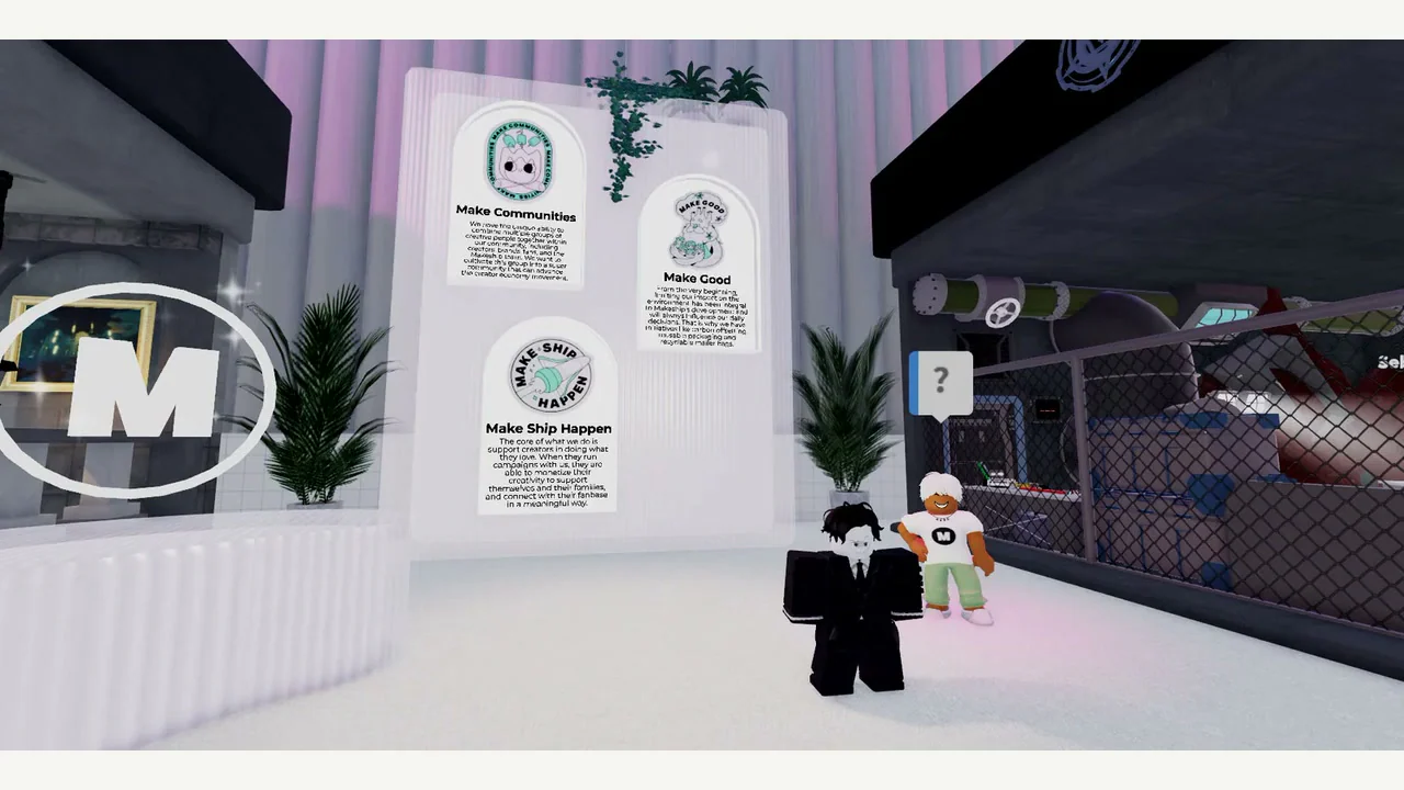 The creator-led Makeship Marketplace shop environment on Roblox.