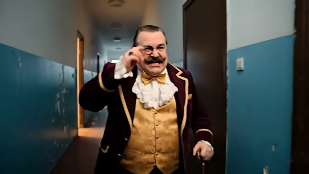 A man in a gold waistcoat holding a wine glass in the Young Poets Wine film.